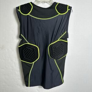 Champro Adult SZ M Padded Compression Shirt Black Green Football Protective Gear